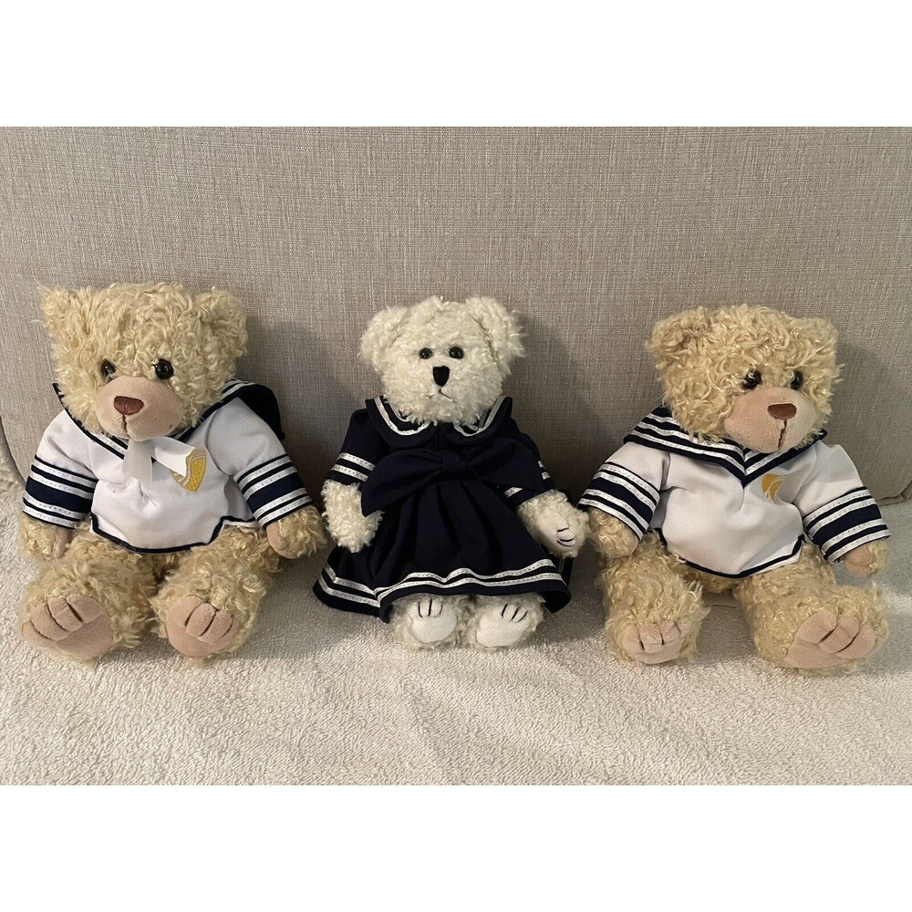 Three Sailor Teddy Bears Plush Stuffed Animals Teddy Bears Navy